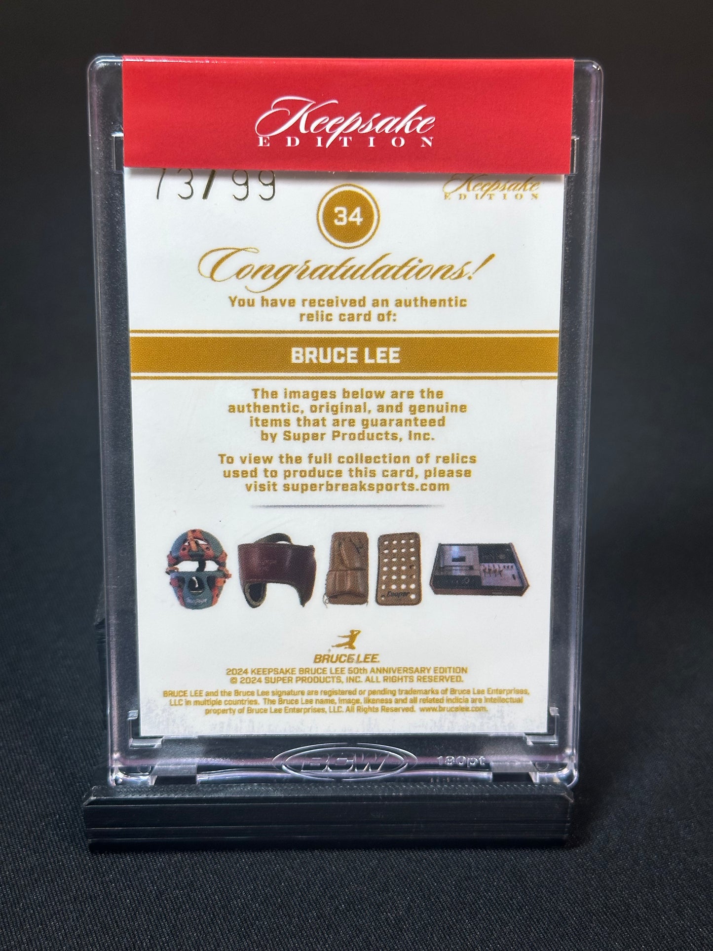 Keepsake Edition Bruce Lee Laser Signature Rare Used Training Helmet Strap Relic